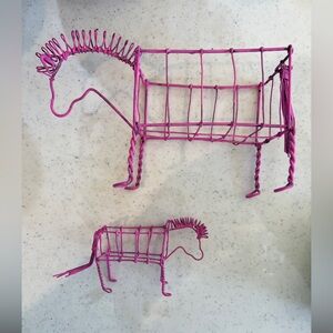 Handmade Pink Pony Club Wire Horse Set
